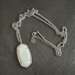 Kendra Scott: Silver White Stone Pendant Necklace - Women Jewelry